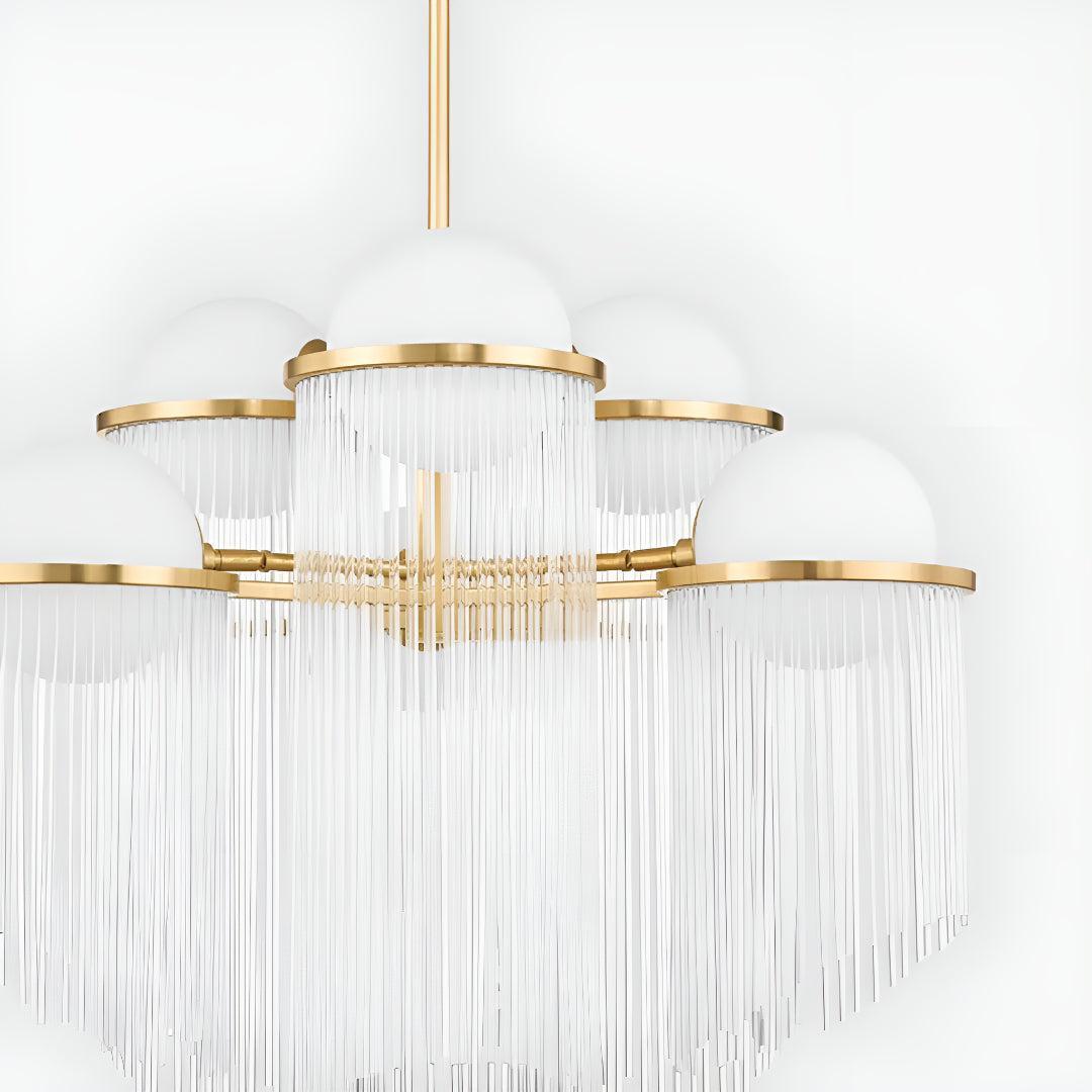 Modern Dining Room Chandelier With 12 Cascading Glass Rods