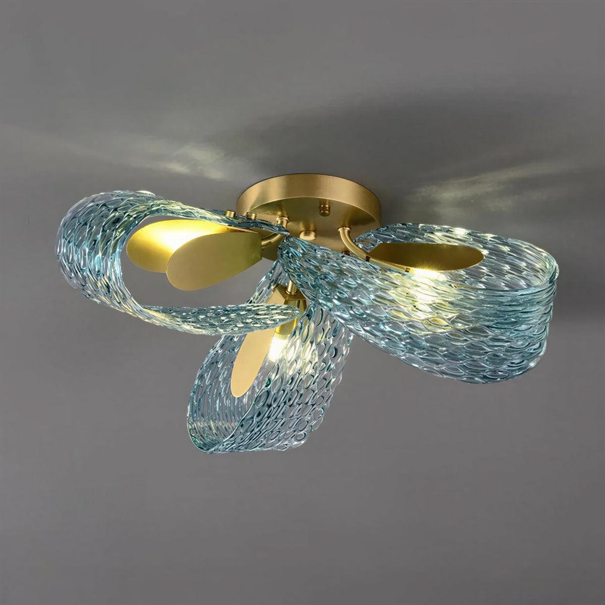 Modern Flush Mount Ceiling Light With Sculptural Glass Design