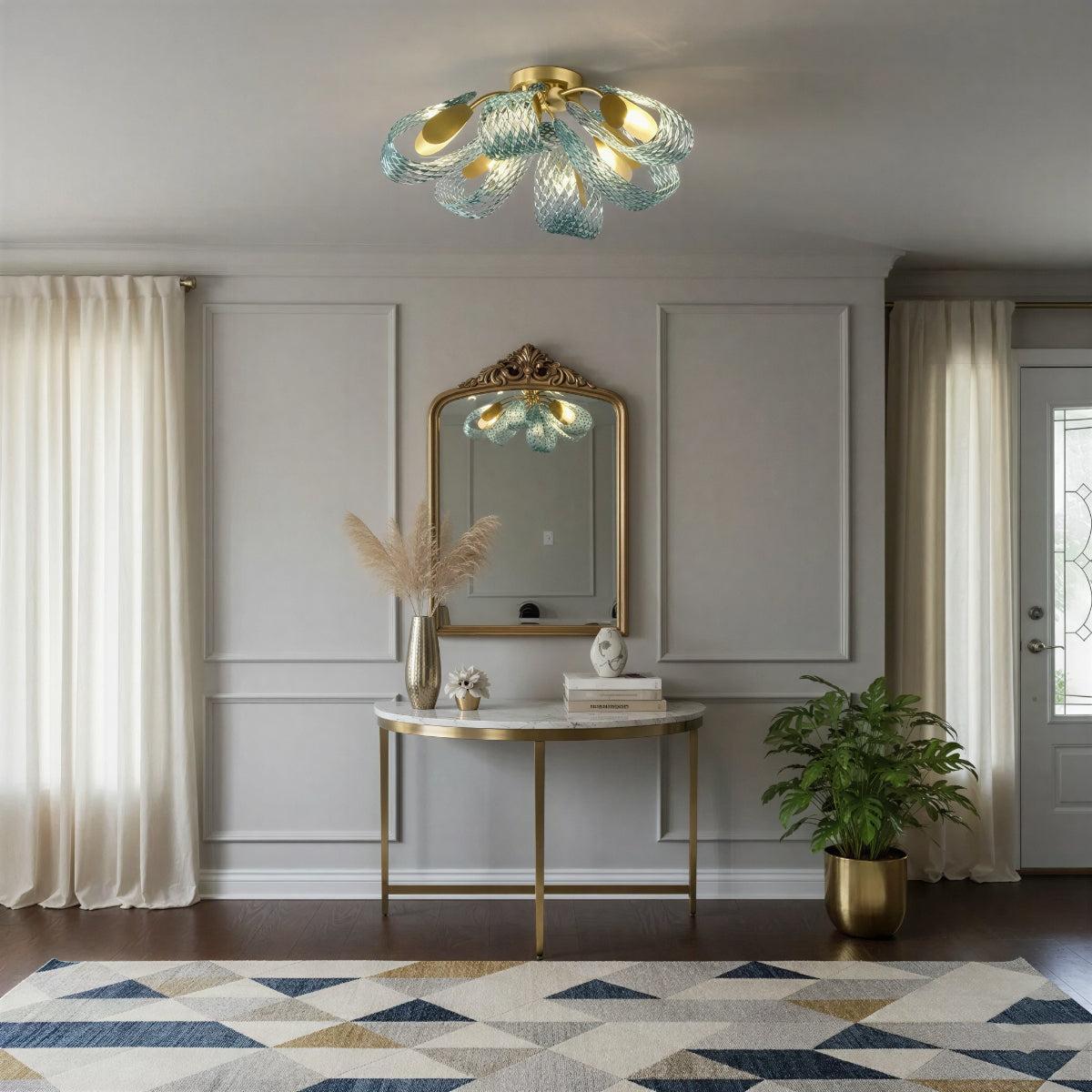 Modern Flush Mount Ceiling Light With Sculptural Glass Design