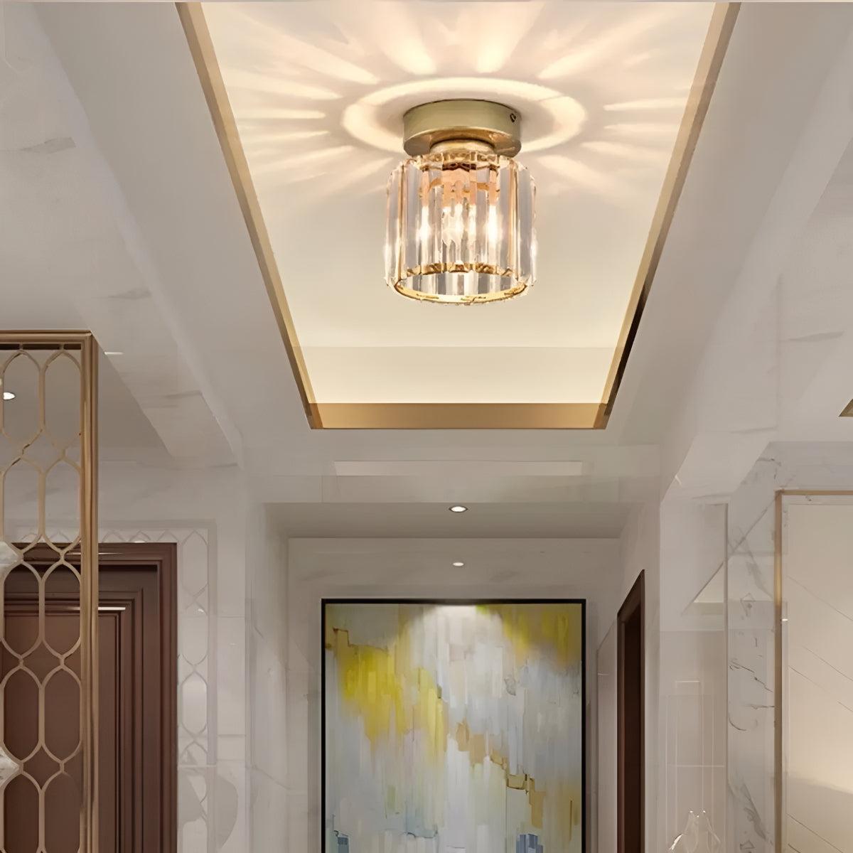 Modern Semi Flush Mount Ceiling Light With Striped Clear Glass Shade