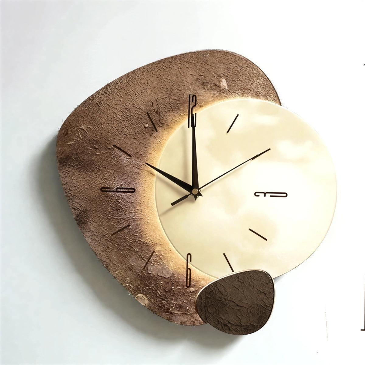 Modern Silent Wall Clock With Light And Aesthetic Stone Design