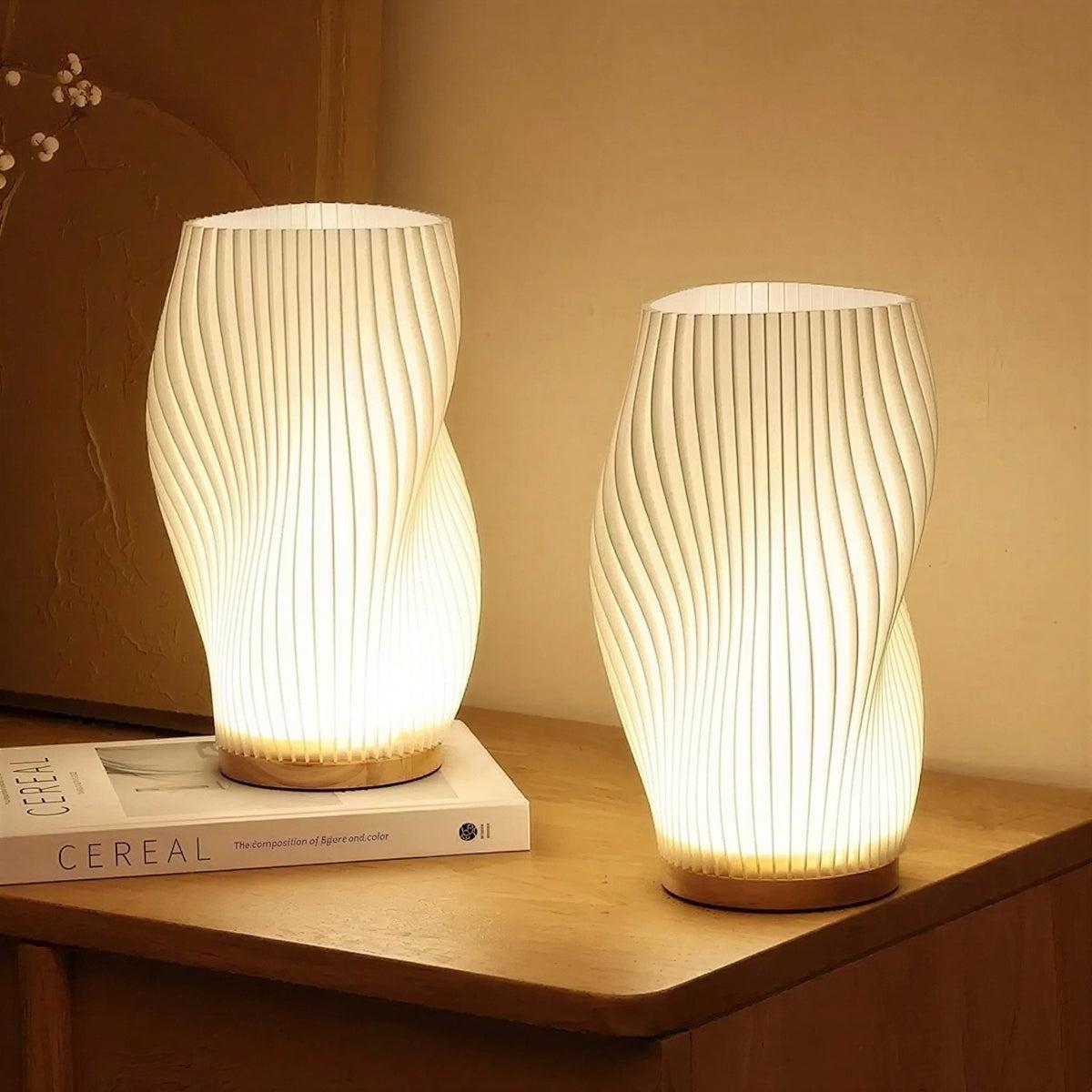 Modern Table Lamp With Curved Wave Styled Shade