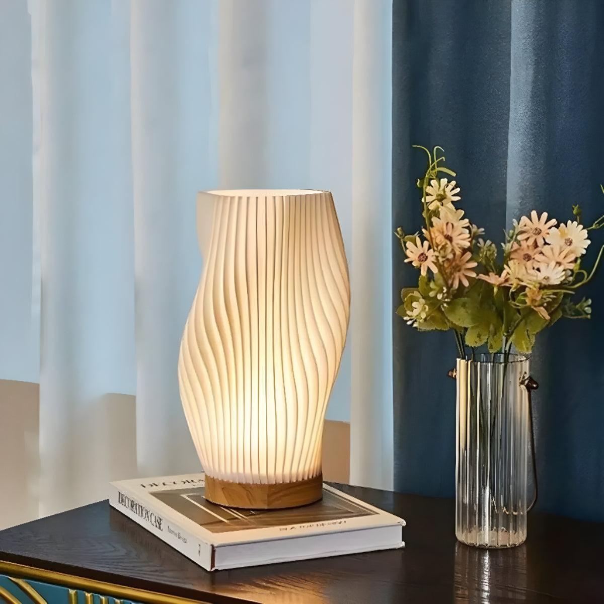Modern Table Lamp With Curved Wave Styled Shade