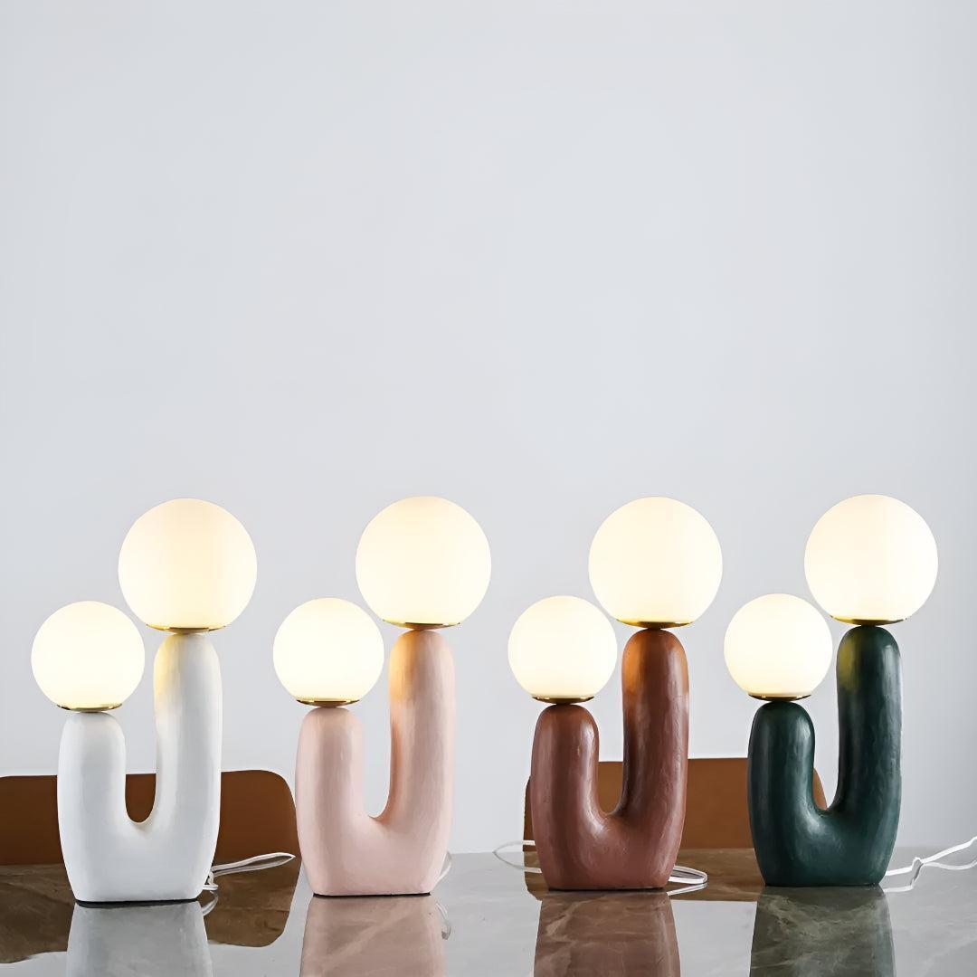 Modern Table Lamp With Dual Globe Unique Sculptural Design