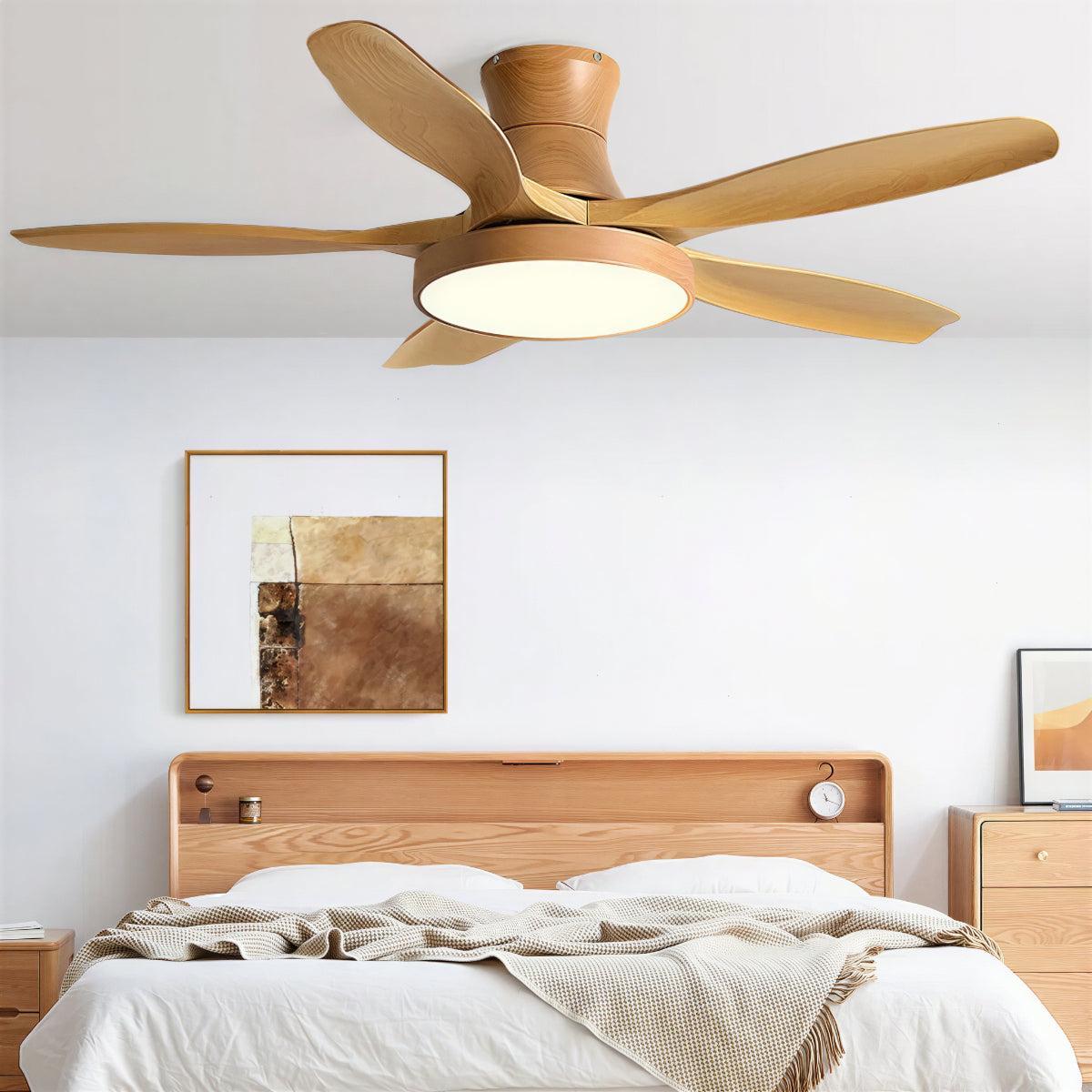 Modern Wooden Ceiling Fan With Light and Remote Control