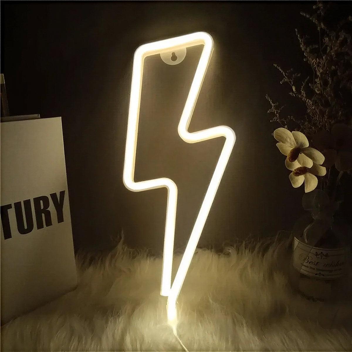 Neon Lightning Bolt Wall Light
