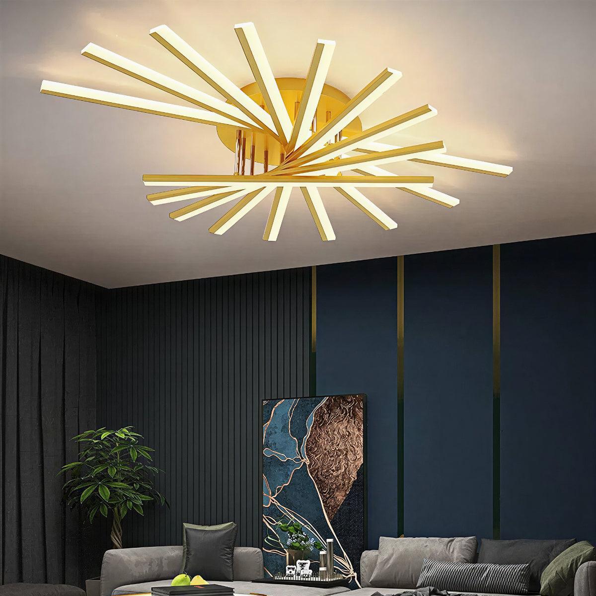 Nordic Minimalist Modern Ceiling Light Flush Mount Fixture With Starburst Design