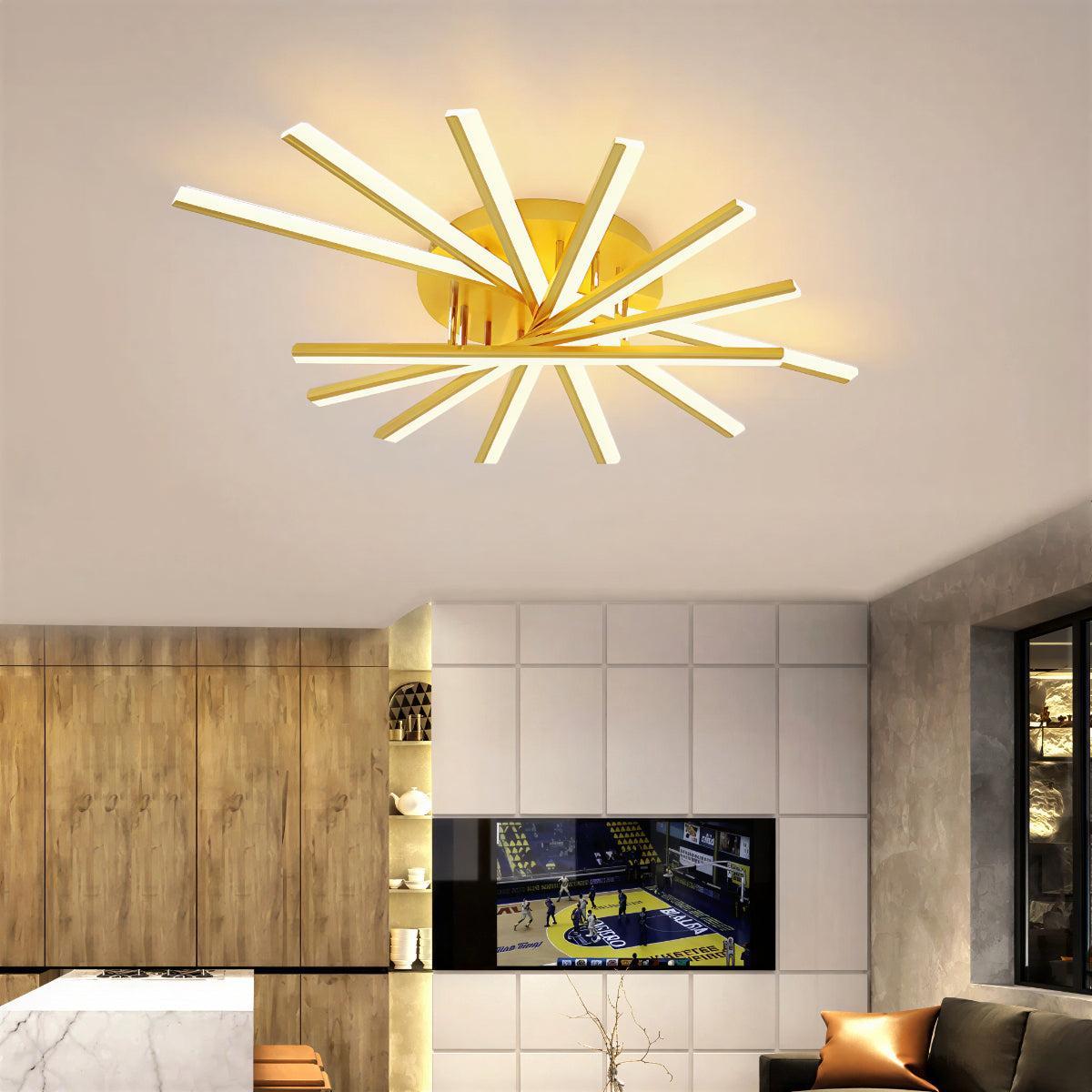 Nordic Minimalist Modern Ceiling Light Flush Mount Fixture With Starburst Design