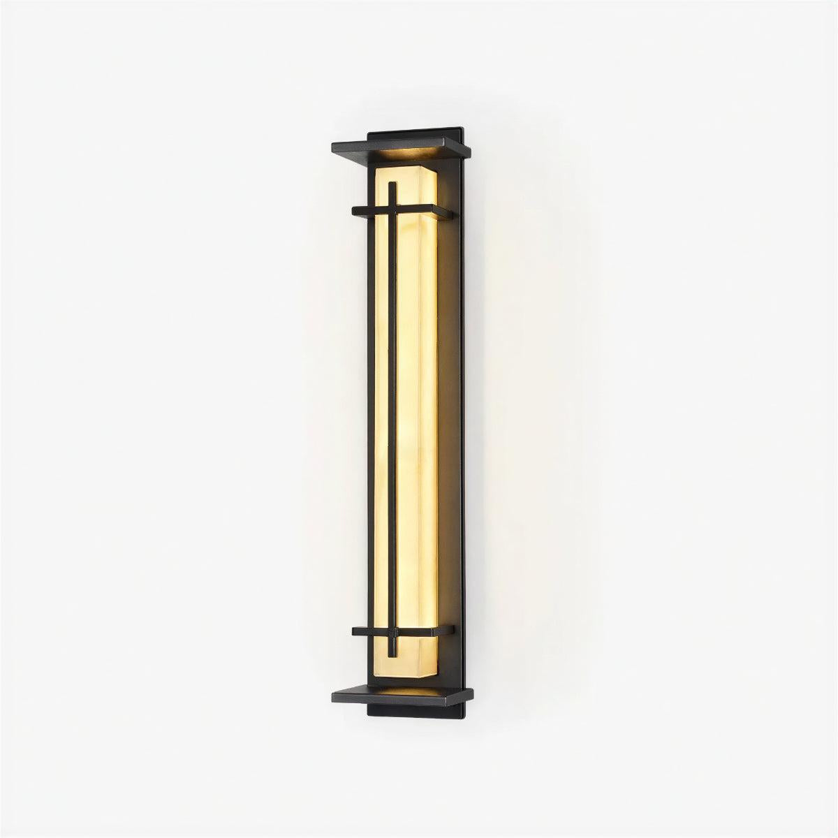 Outdoor Alabaster Wall Light With Vertical Cage Design