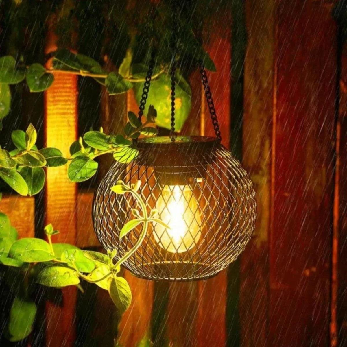 Outdoor Hanging Solar Powered Lantern With Automatic Dusk Sensor