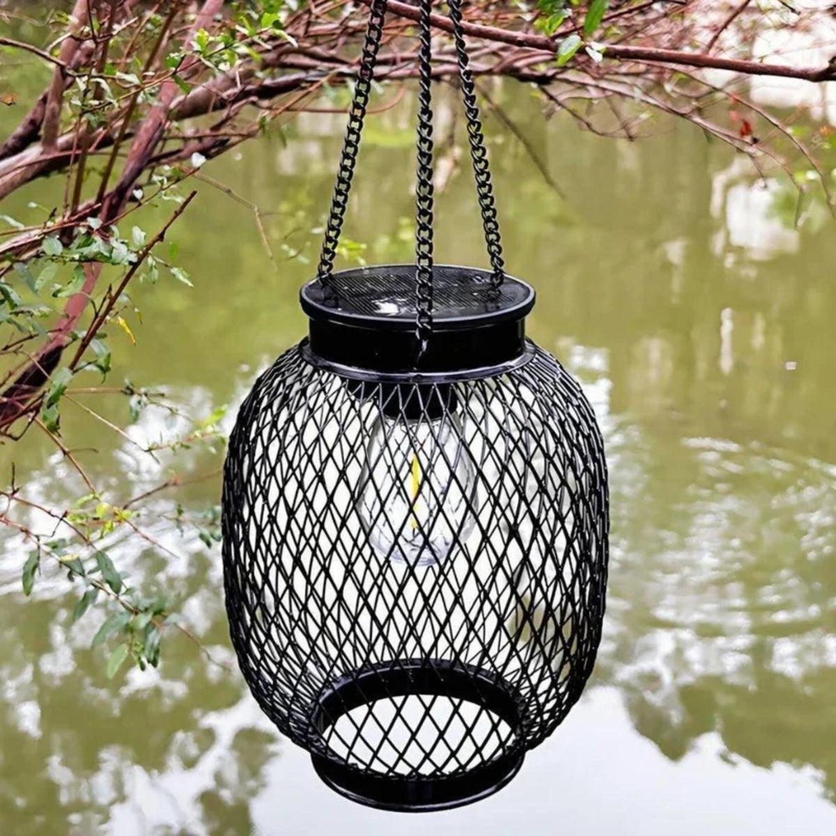 Outdoor Hanging Solar Powered Lantern With Automatic Dusk Sensor