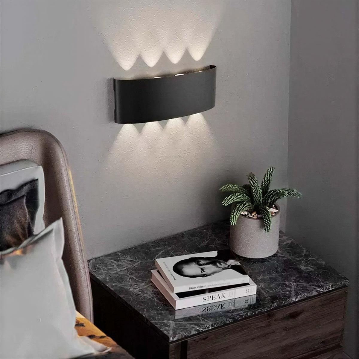 Outdoor Wall Light Sconce With Symmetrical Beams And Curved Style