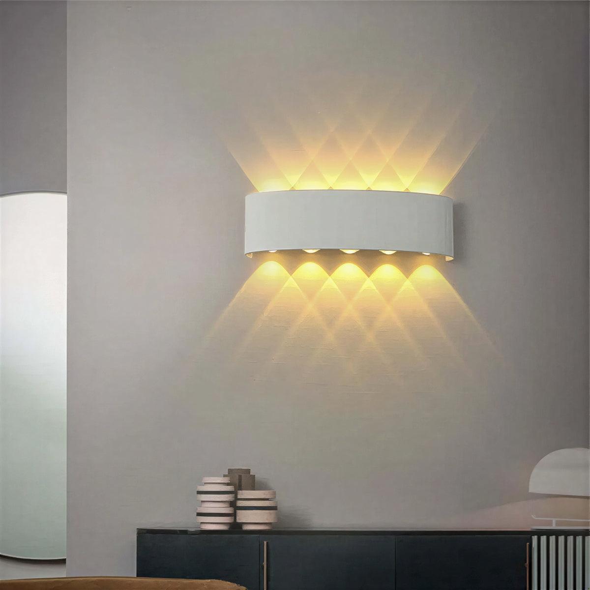 Outdoor Wall Light Sconce With Symmetrical Beams And Curved Style