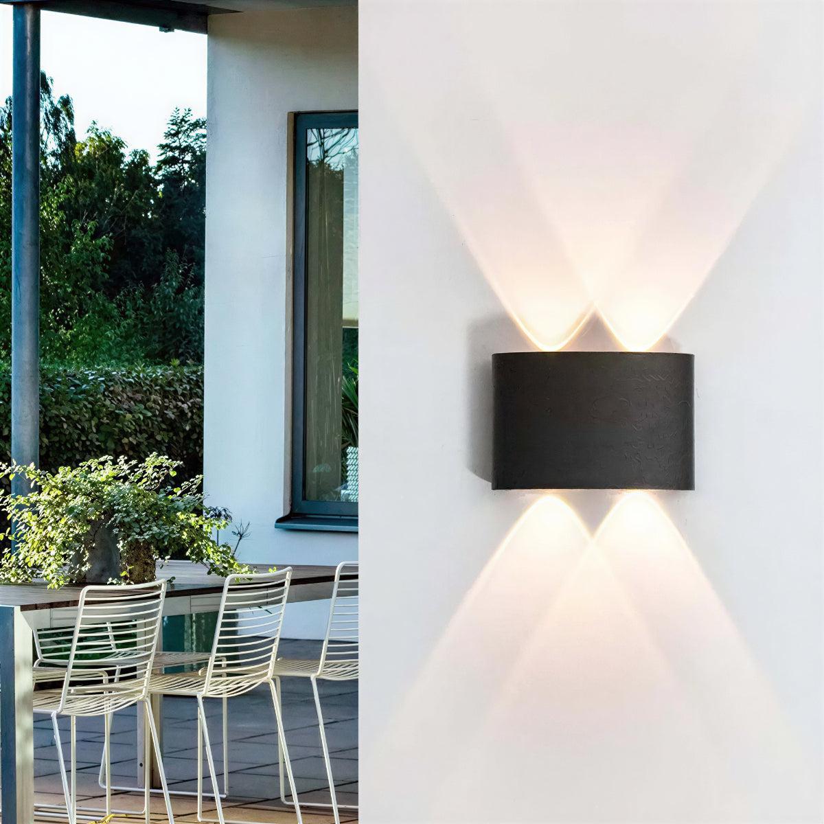 Outdoor Wall Light Sconce With Symmetrical Beams And Curved Style