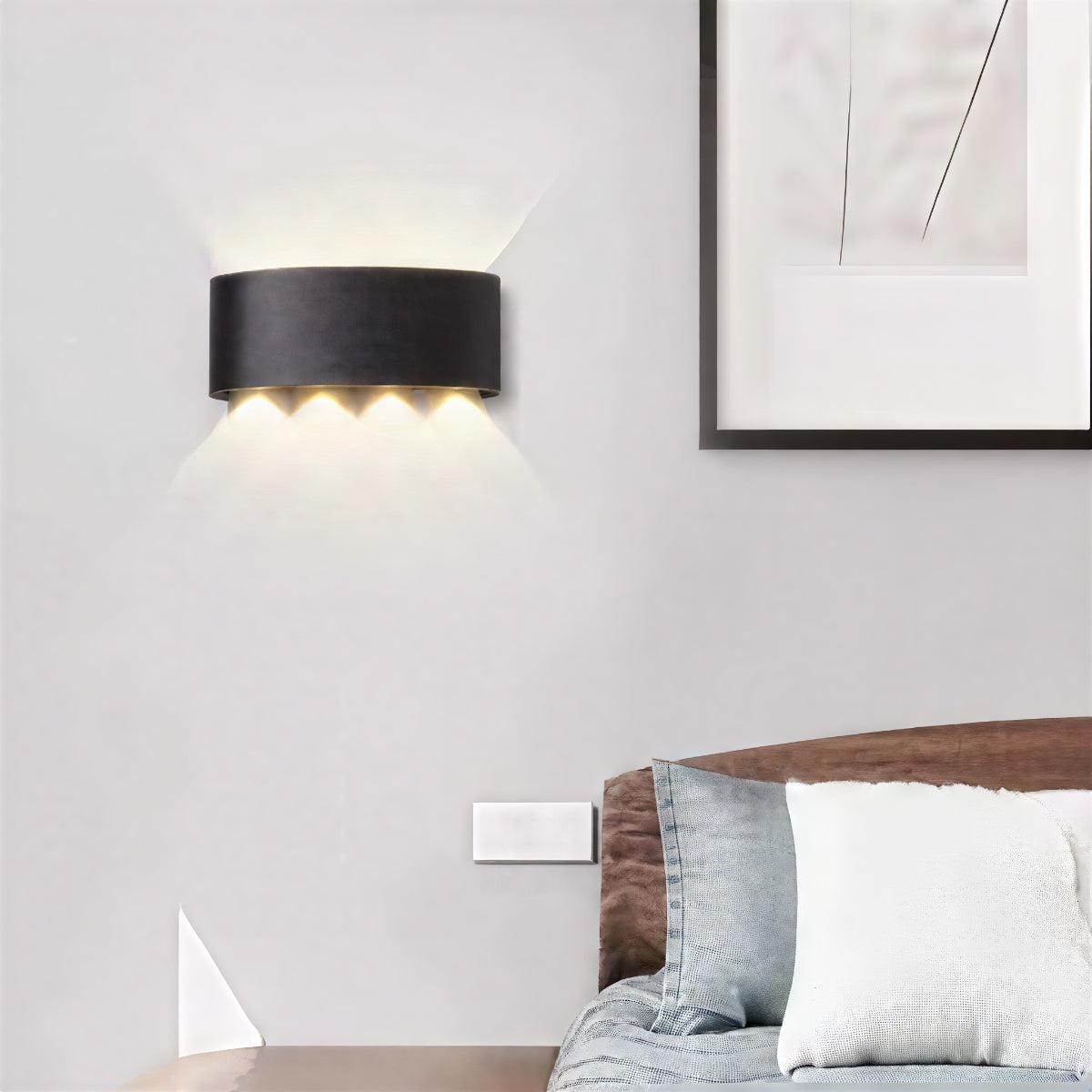 Outdoor Wall Light Sconce With Symmetrical Beams And Curved Style
