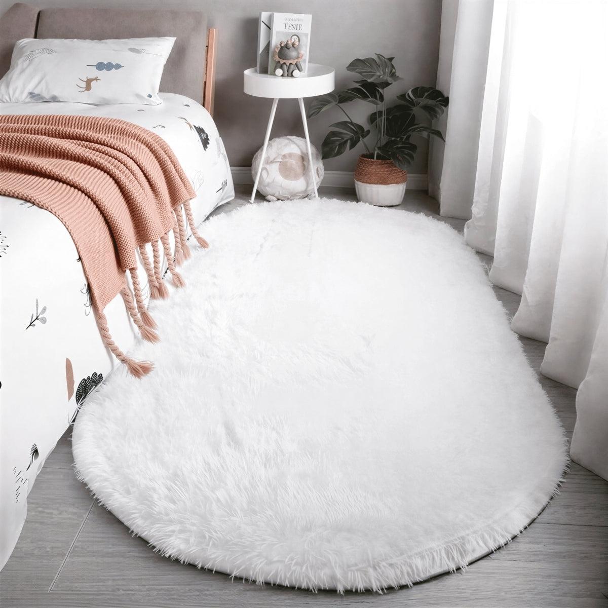 Oval Shaped Plush Carpet Rug With Non-Slip Backing