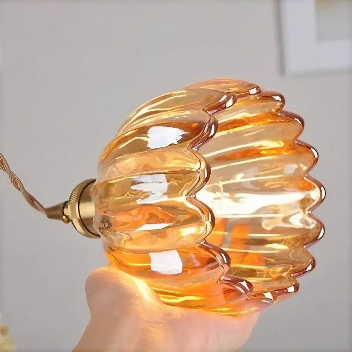 Pendant Light With Vintage Floral Shade and Ambient Glow