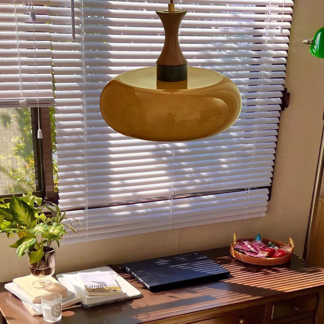 Plug In Pendant Light With Brown Glass Shade For Dining Room