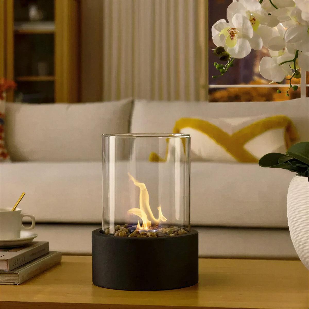 Portable Tabletop Fire Pit for Indoor and Outdoor Use with Ethanol Burner