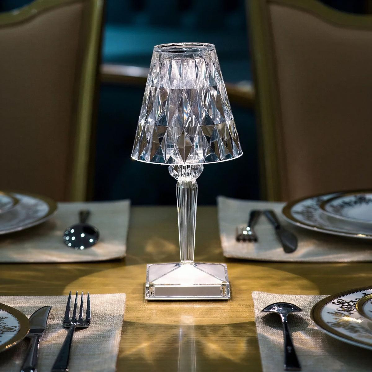 Portable Touch Control Cordless Rechargeable Table Lamp with Crystal Effect Glow