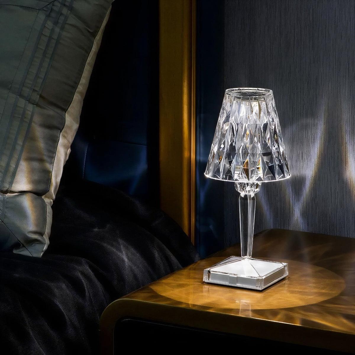 Portable Touch Control Cordless Rechargeable Table Lamp with Crystal Effect Glow