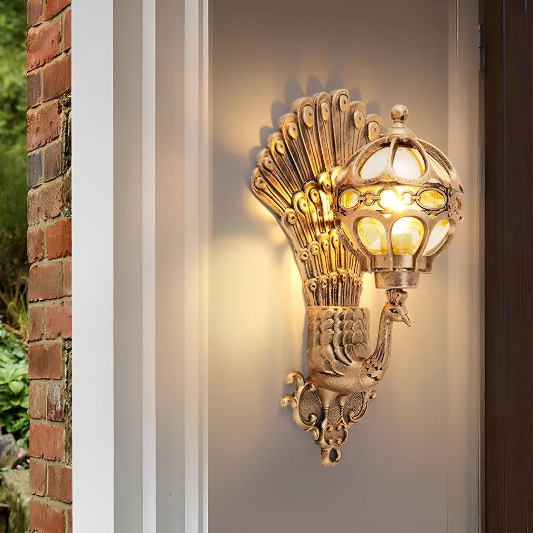 Retro Decorative Peacock Outdoor Wall Light for House