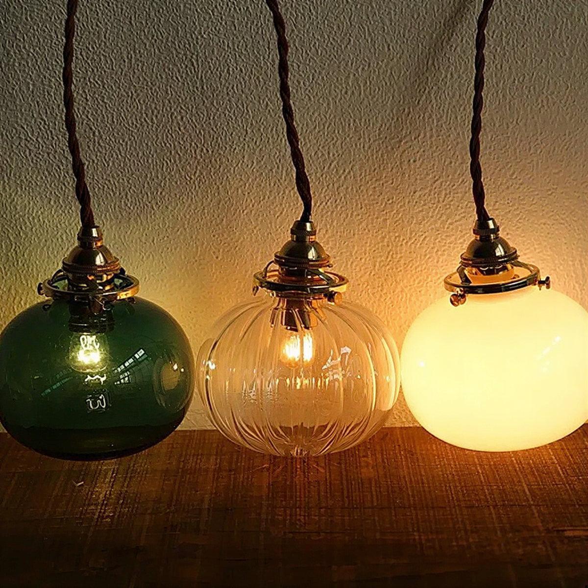 Retro Glass Globe Pendant Light with Brass Fitting