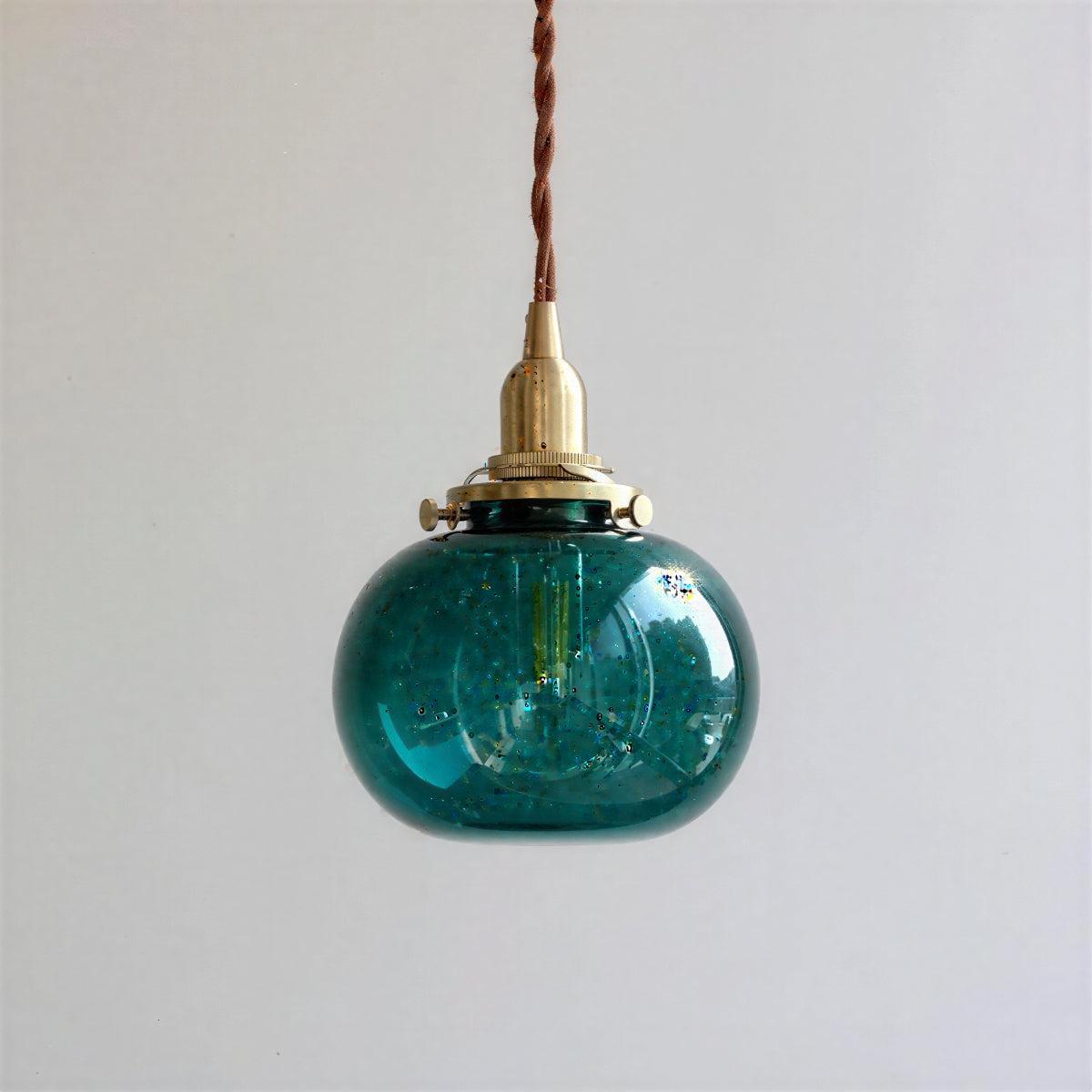 Retro Glass Globe Pendant Light with Brass Fitting