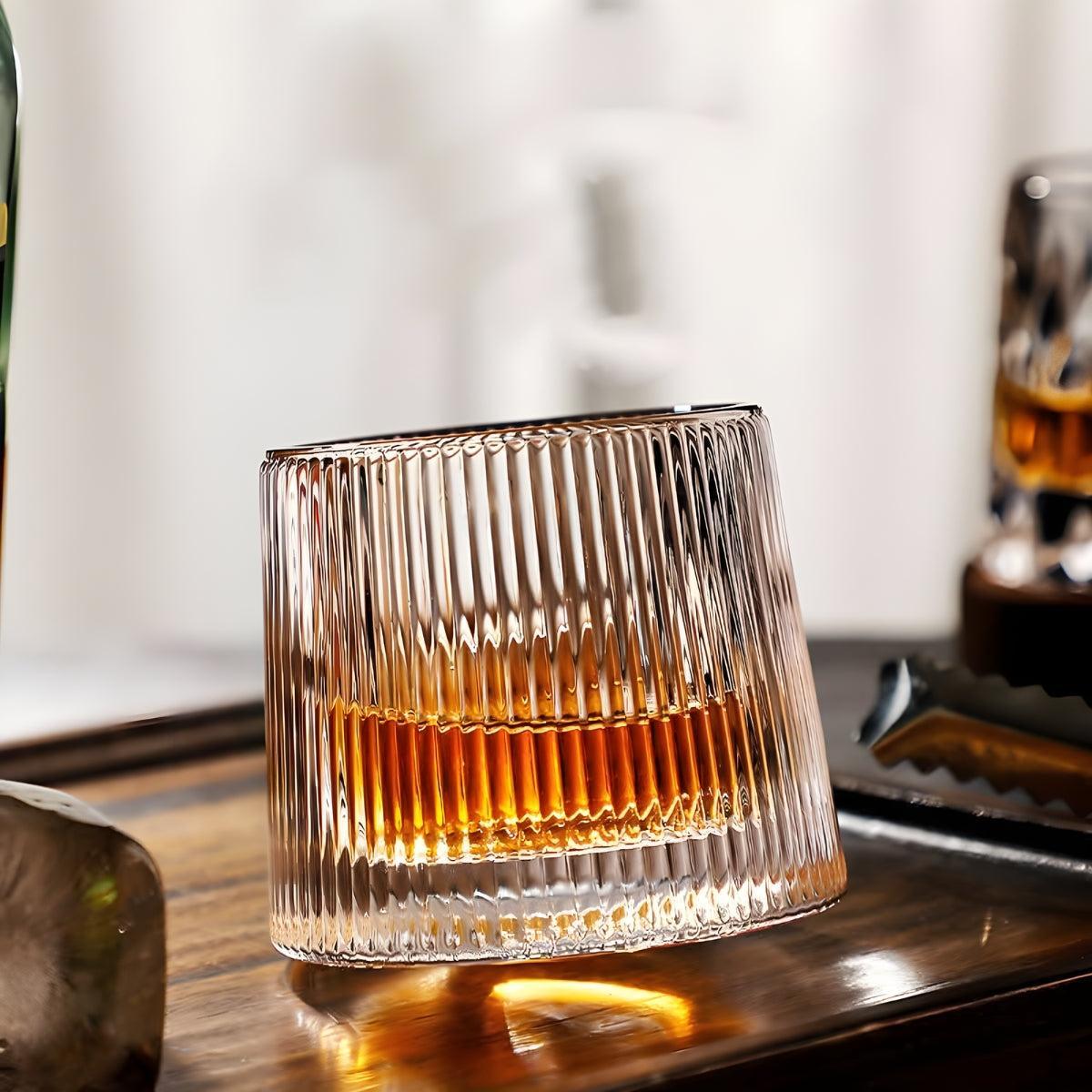 Rocking Japanese Whiskey Glass With Spinning Aerating Base