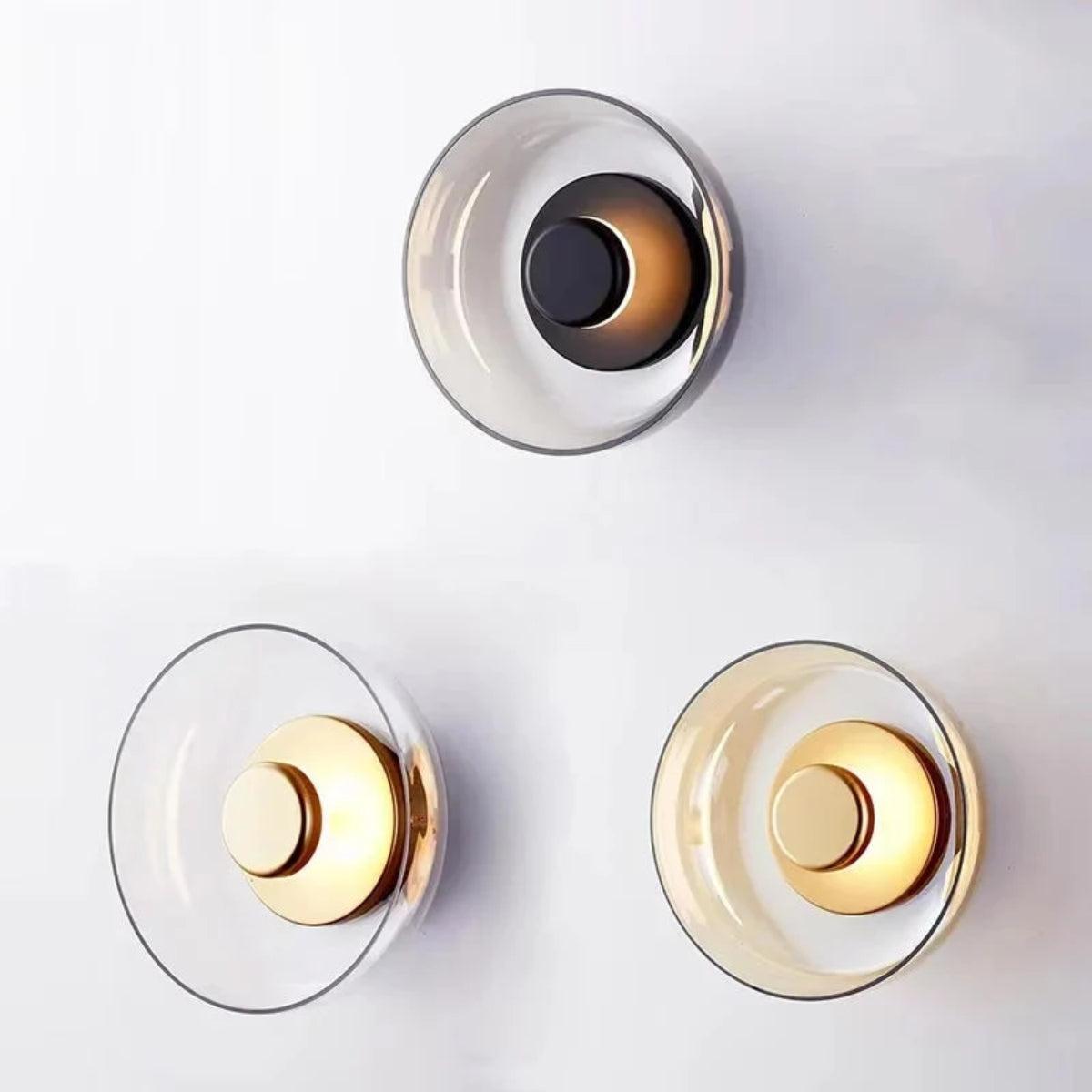 Round Glass Shade Wall Sconce Fixture For Modern Homes