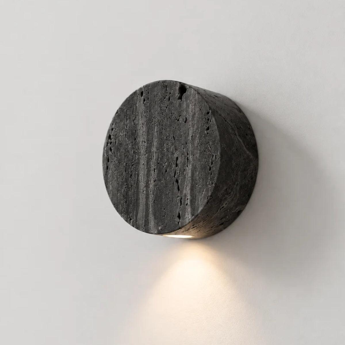 Round Stone Wall Sconce Lighting Fixture With Minimalist Design