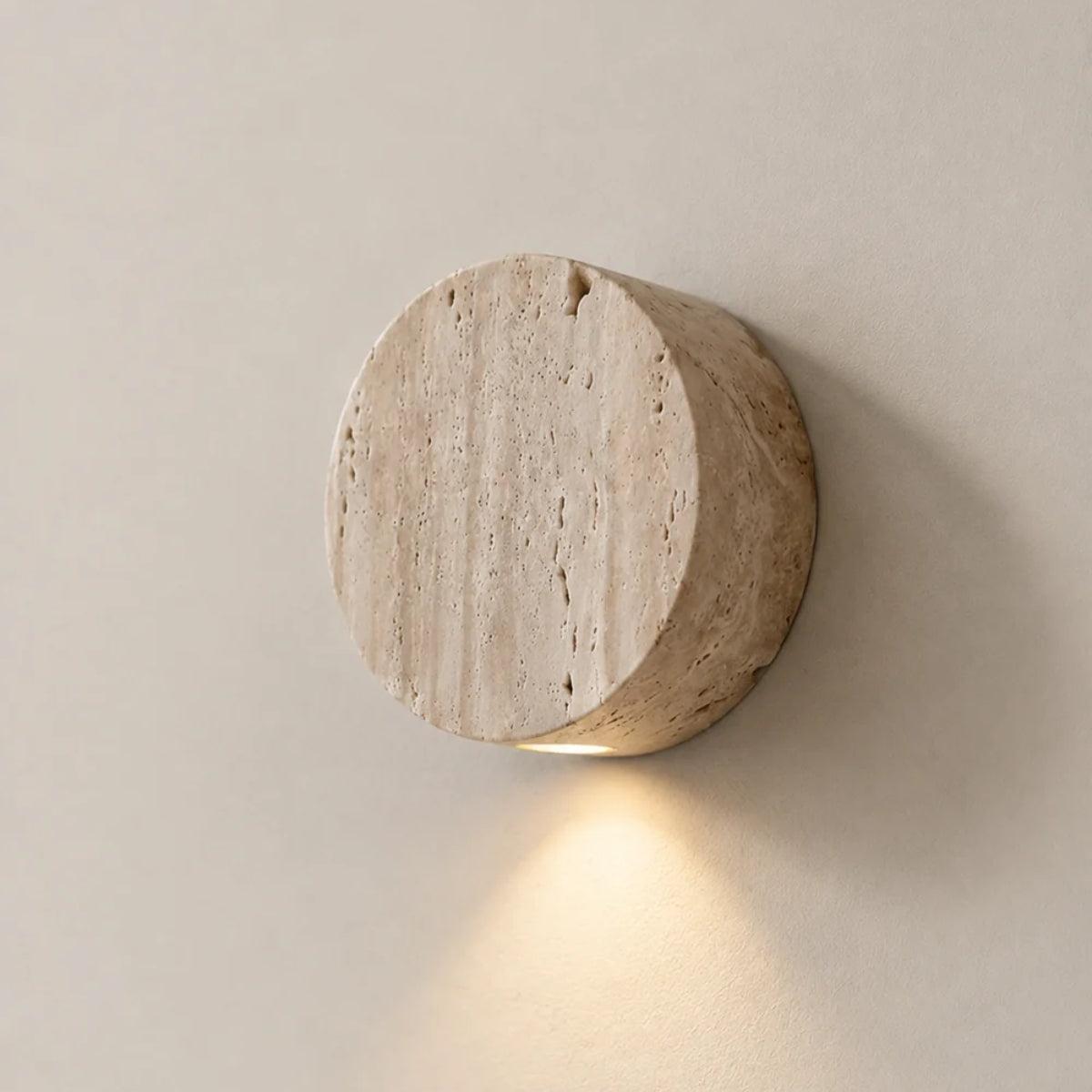 Round Stone Wall Sconce Lighting Fixture With Minimalist Design