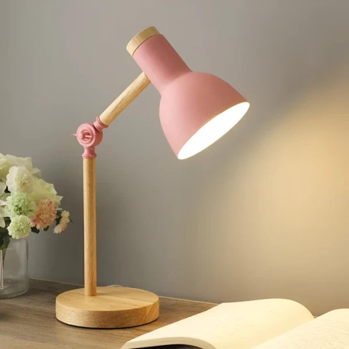 Scandinavian Wooden Table Lamp With Warm Glow And Adjustable Arm