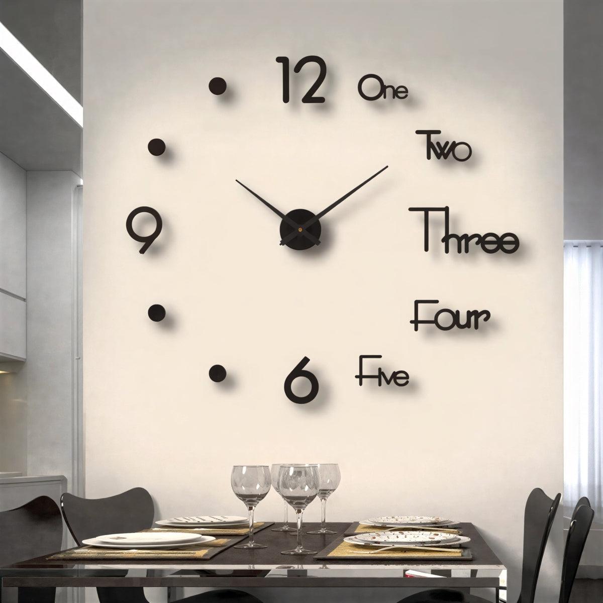 Silent Wall Clock With Frameless Contemporary 3D Numerical Design