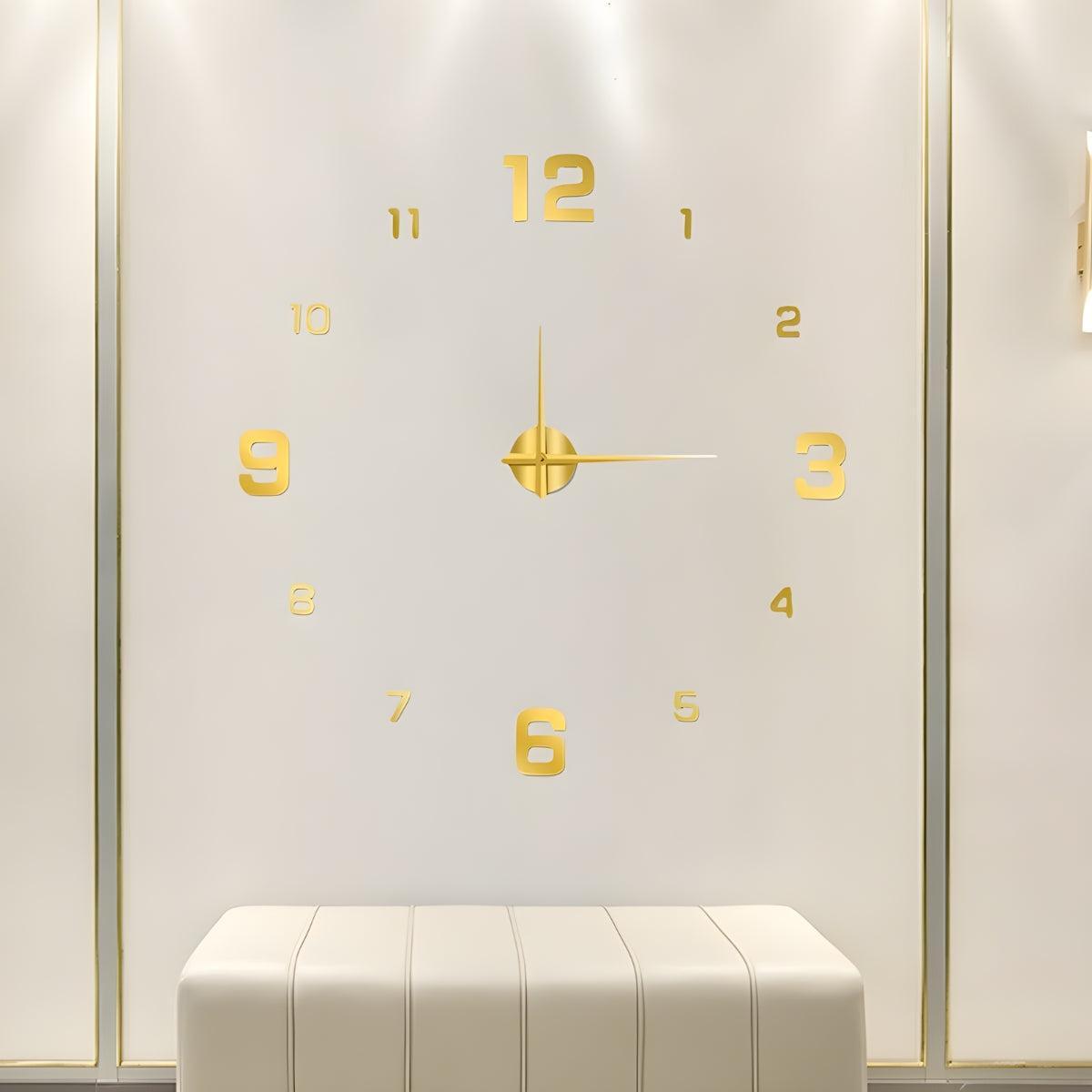 Silent Wall Clock With Frameless Contemporary 3D Numerical Design