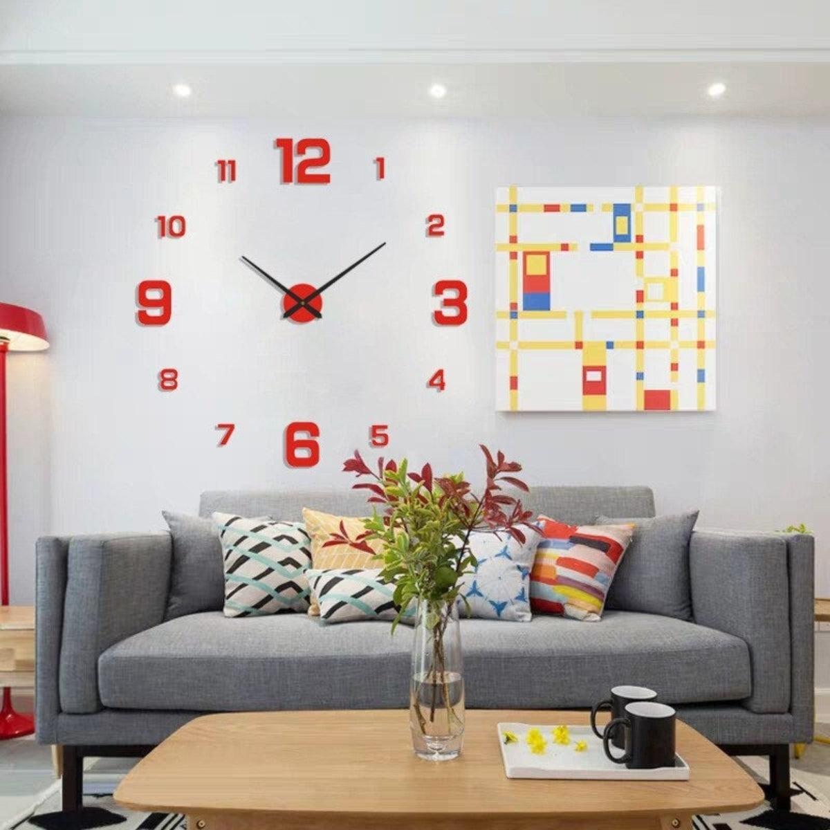 Silent Wall Clock With Frameless Contemporary 3D Numerical Design