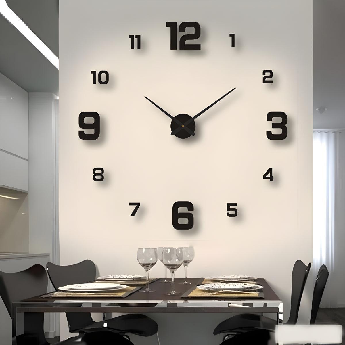 Silent Wall Clock With Frameless Contemporary 3D Numerical Design