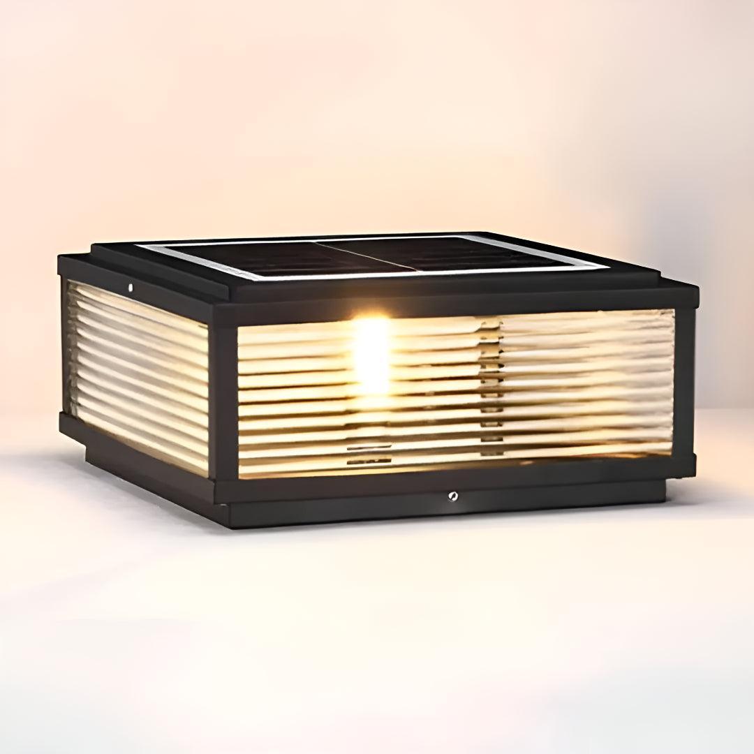 Square Ribbed Glass Outdoor Post Light for Pillar Mount