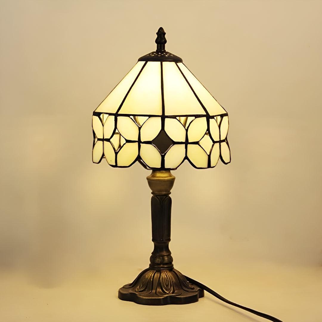Stained Tiffany Style Glass Table Lamp With Warm LED Light