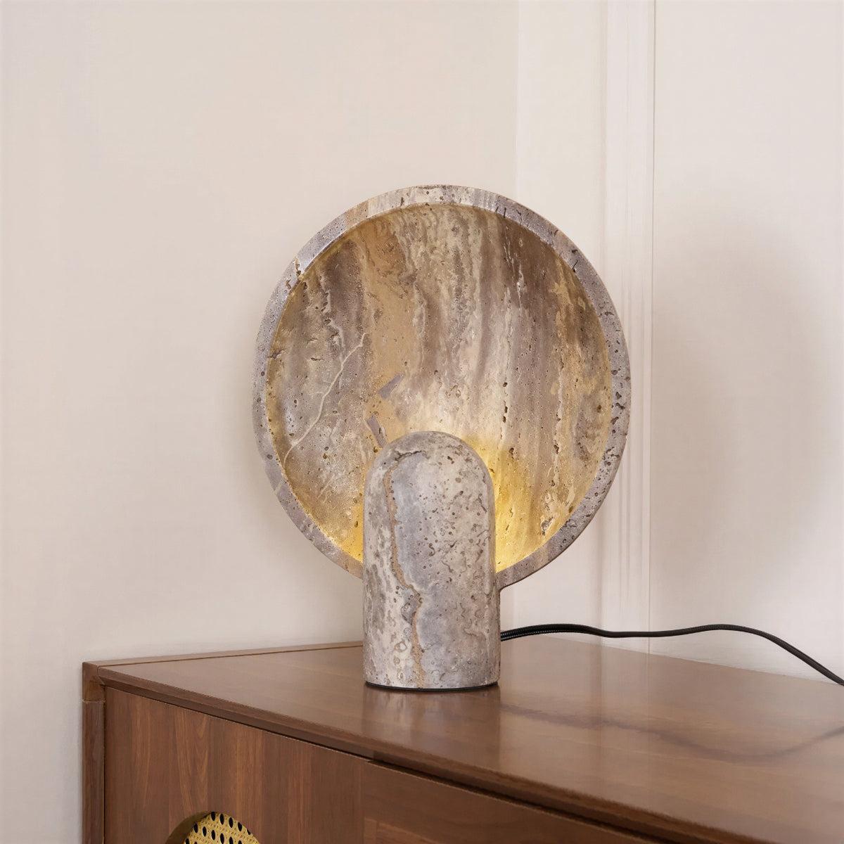 Stone Bowl Table Lamp With Circular Design