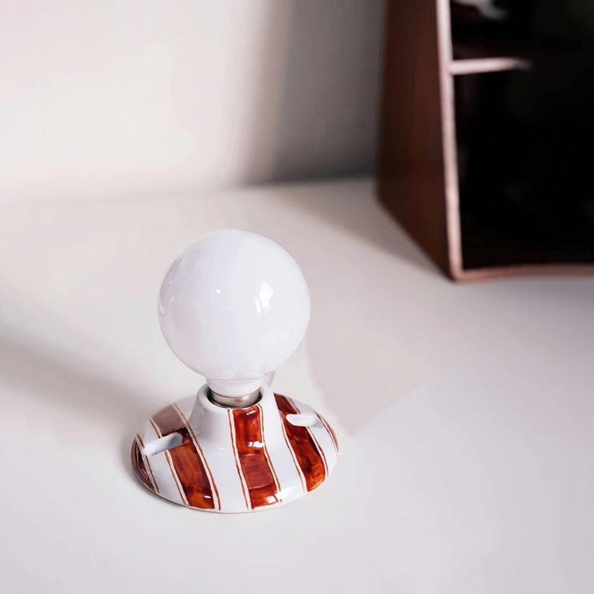 Striped Flush Mount Wall Light With Globe Bulb Design