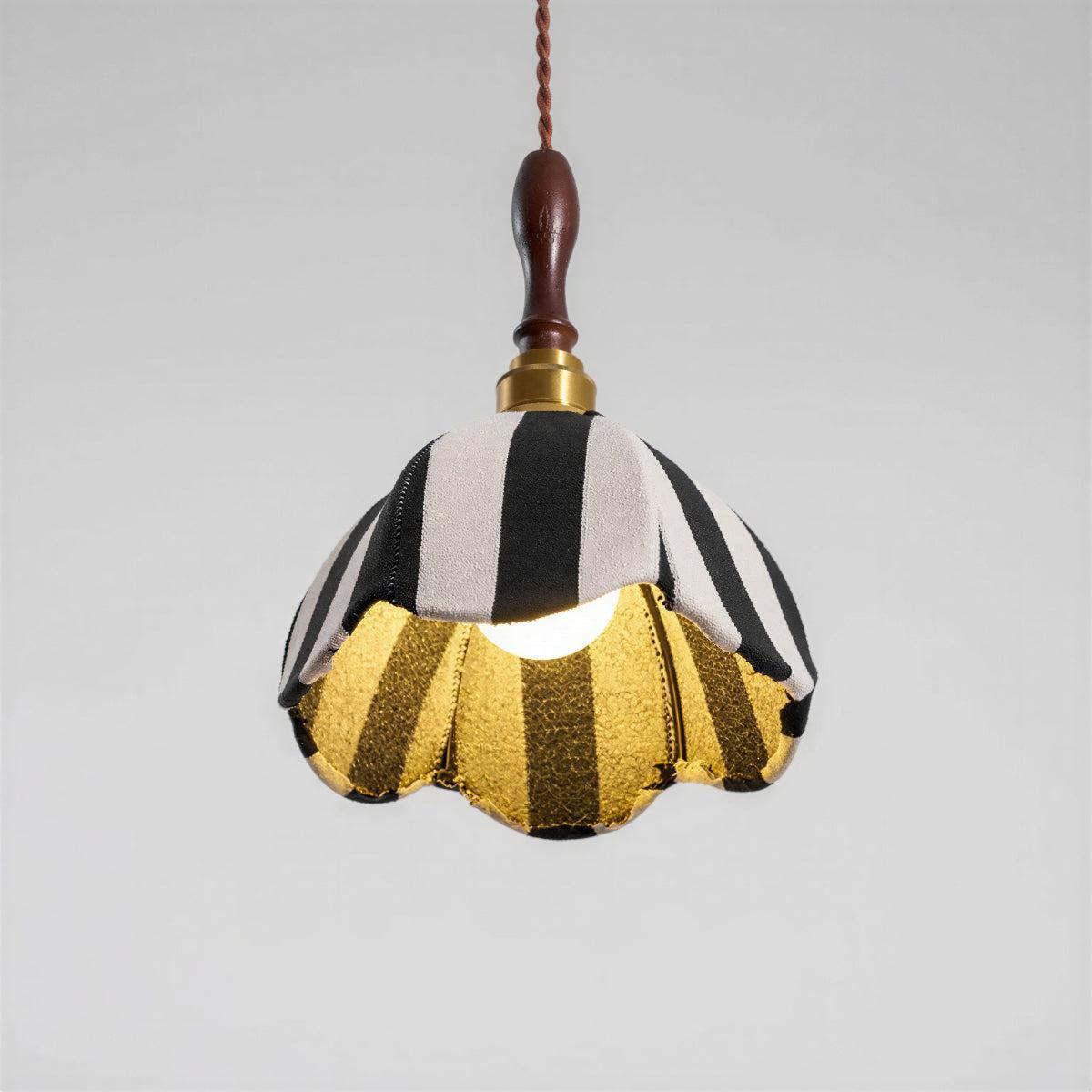 Striped Modern Pendant Light with Tulip Design