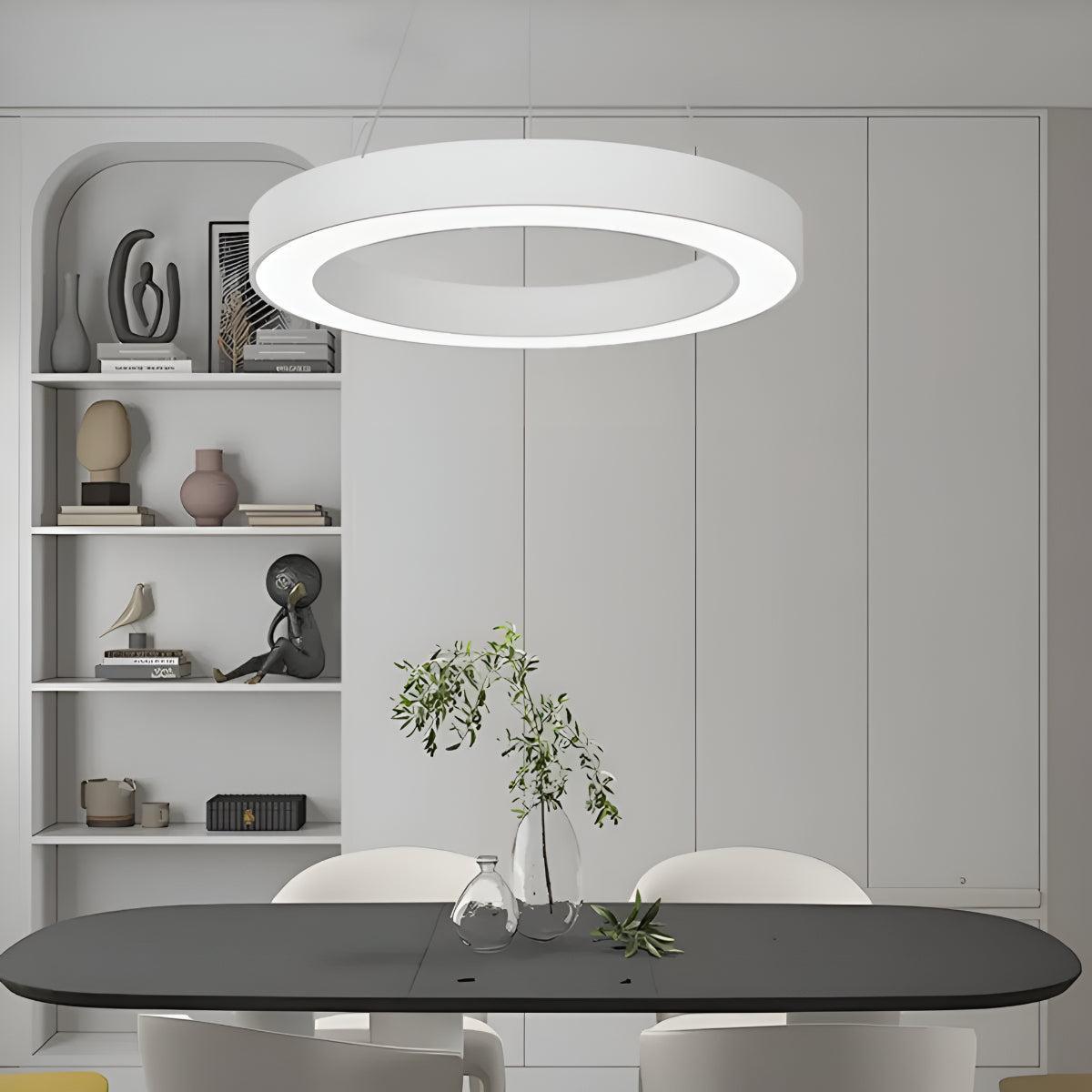Suspended Circular Pendant Light With Round Ring For Office Ceiling