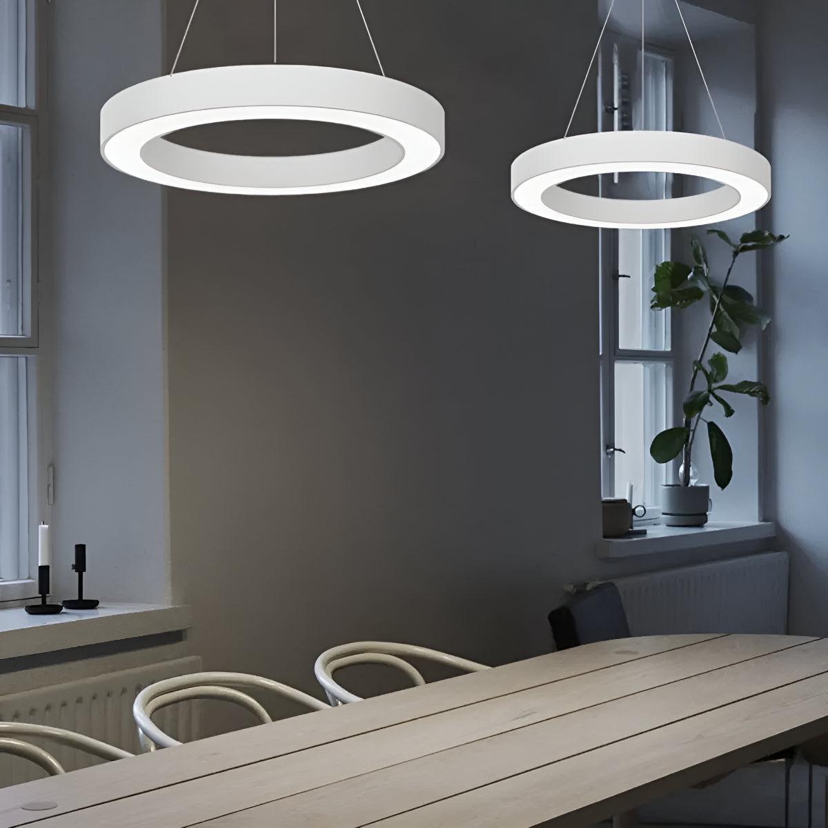 Suspended Circular Pendant Light With Round Ring For Office Ceiling