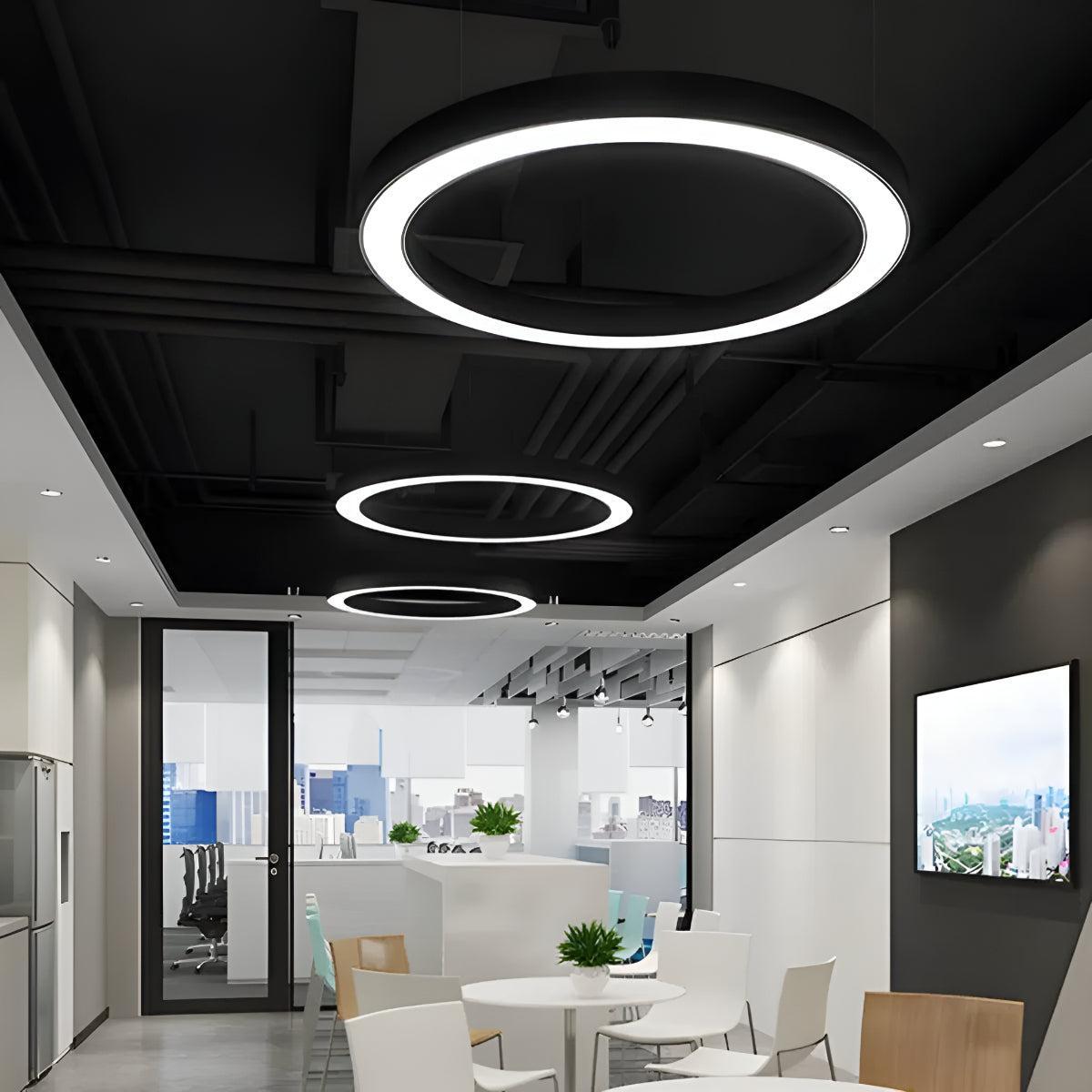 Suspended Circular Pendant Light With Round Ring For Office Ceiling