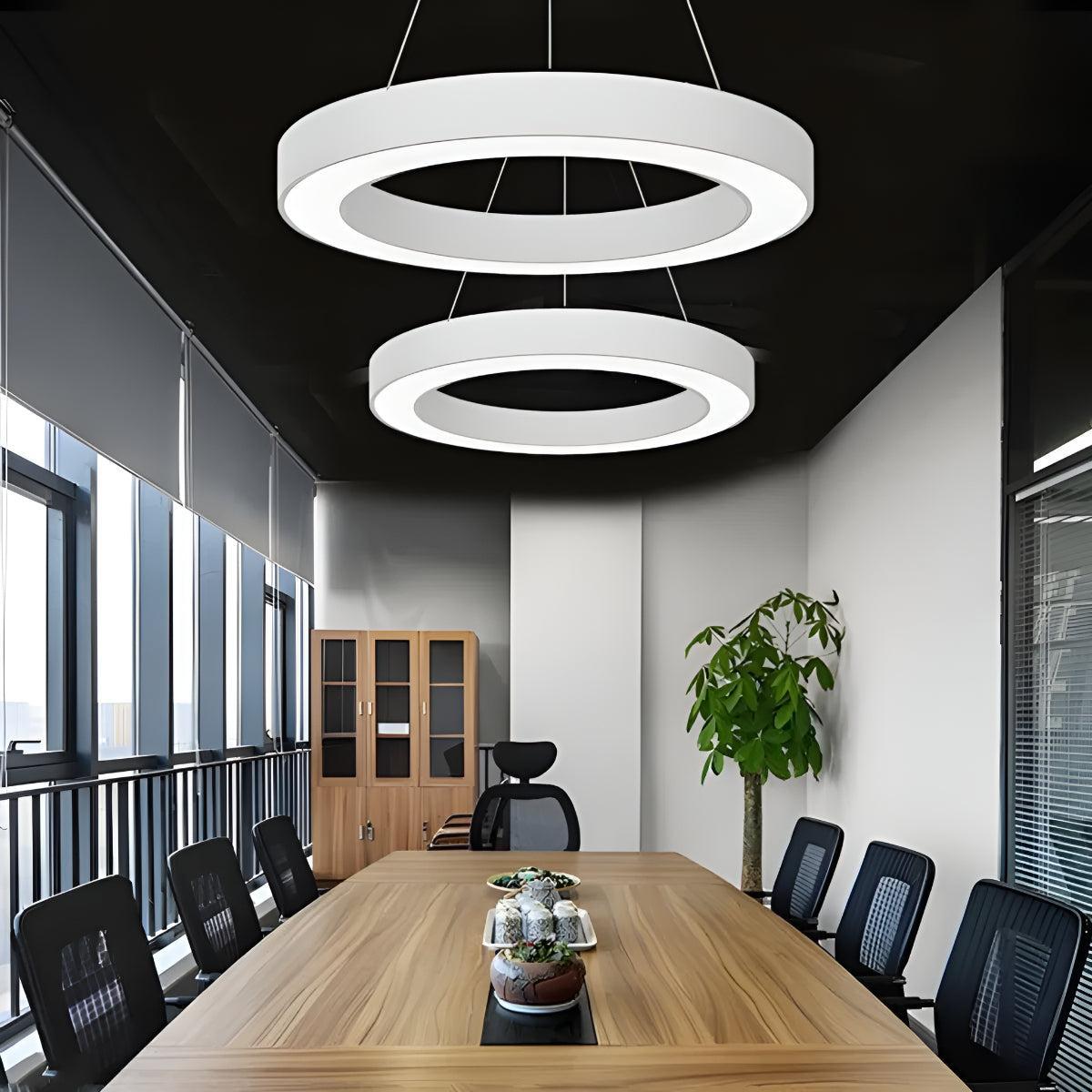 Suspended Circular Pendant Light With Round Ring For Office Ceiling