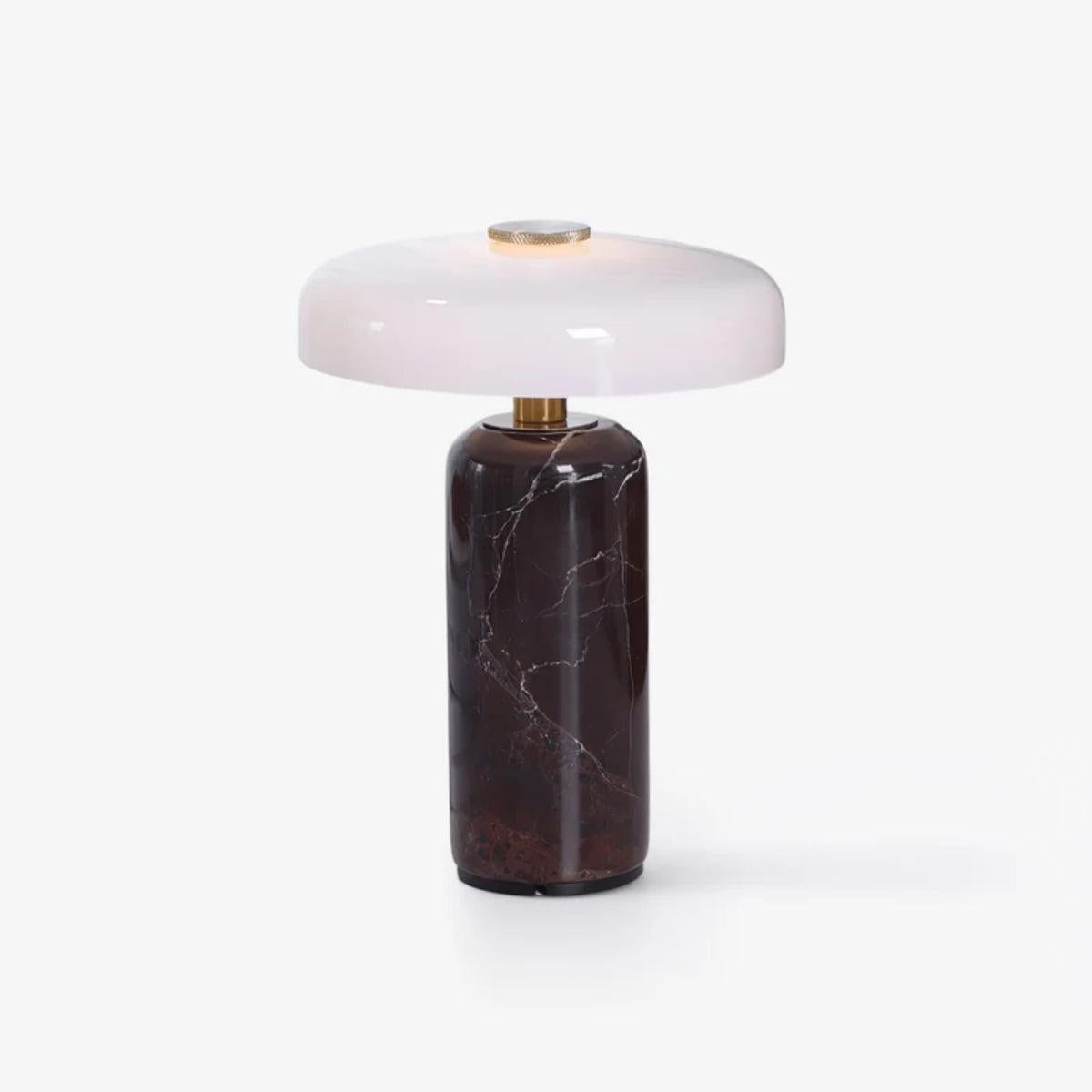 Table Lamp With Opaline Glass Shade And Marble Base