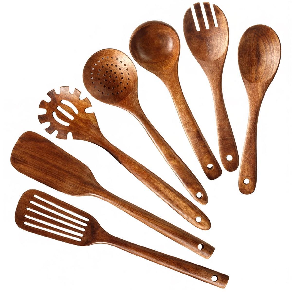 Teak Kitchen Utensils With Wooden Spoon Set For Cooking
