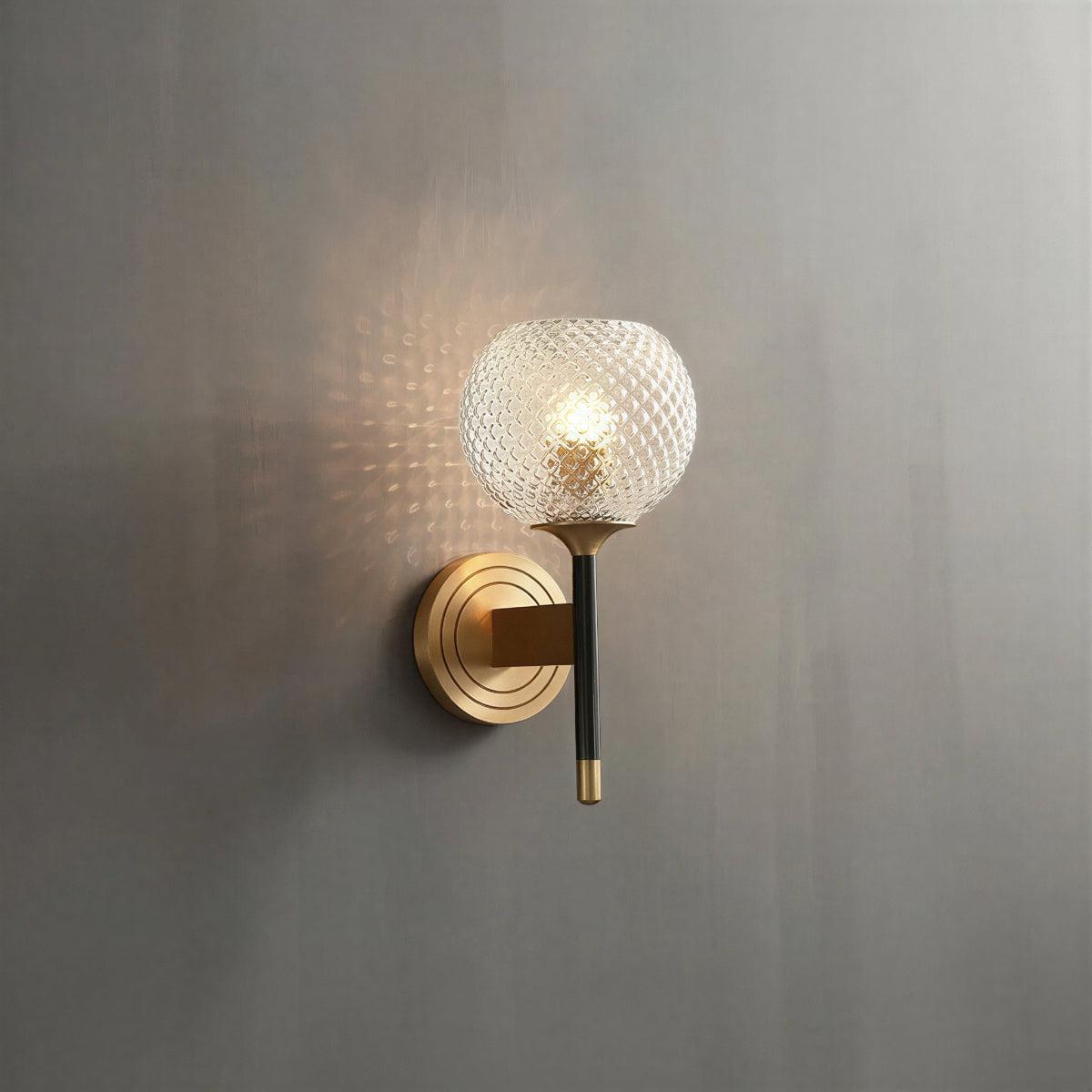 Textured Glass Globe Wall Sconce Light