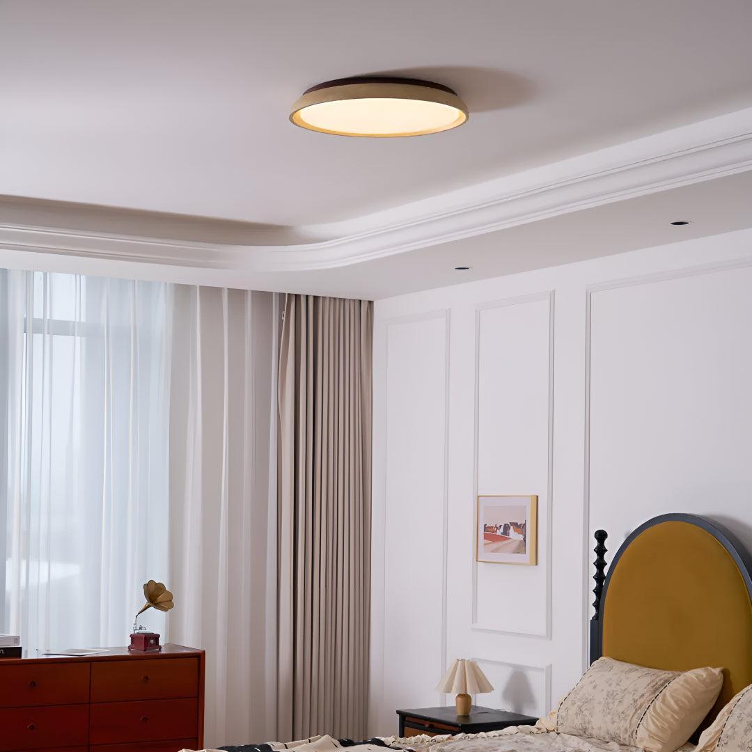 Travertine Flush Mount Ceiling Light Fixture With Modern Round Design